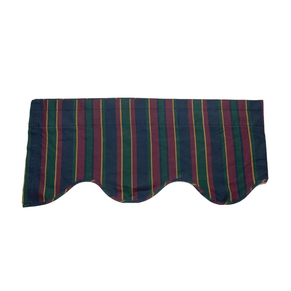 1 Vintage 1980s 70s JC Penney Scalloped Valance Curtain Stripe Pattern Print